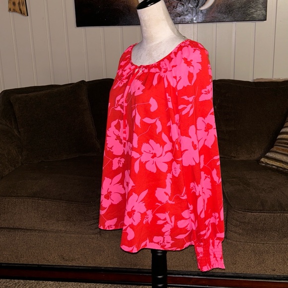 Staccato • Large • Hot Pink • Floral • Boho • Long Sleeve Blouse • New W/ Tags - Picture 4 of 11
